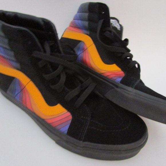 10M Womens Reissue Black Multi Suede Leather Hi Top Tennis Shoes SK8 Refract - Picture 10 of 10